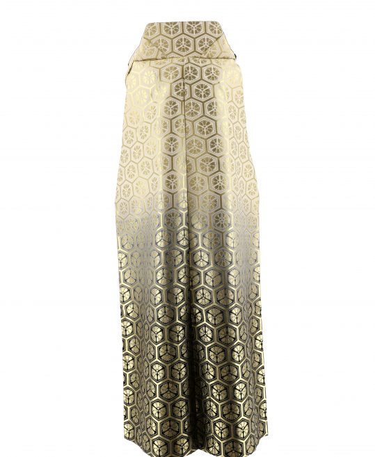 男性用袴単品レンタル(成人式・結婚式・卒業式)白黒ぼかし・金の亀甲に桜[身長170cm]No.227